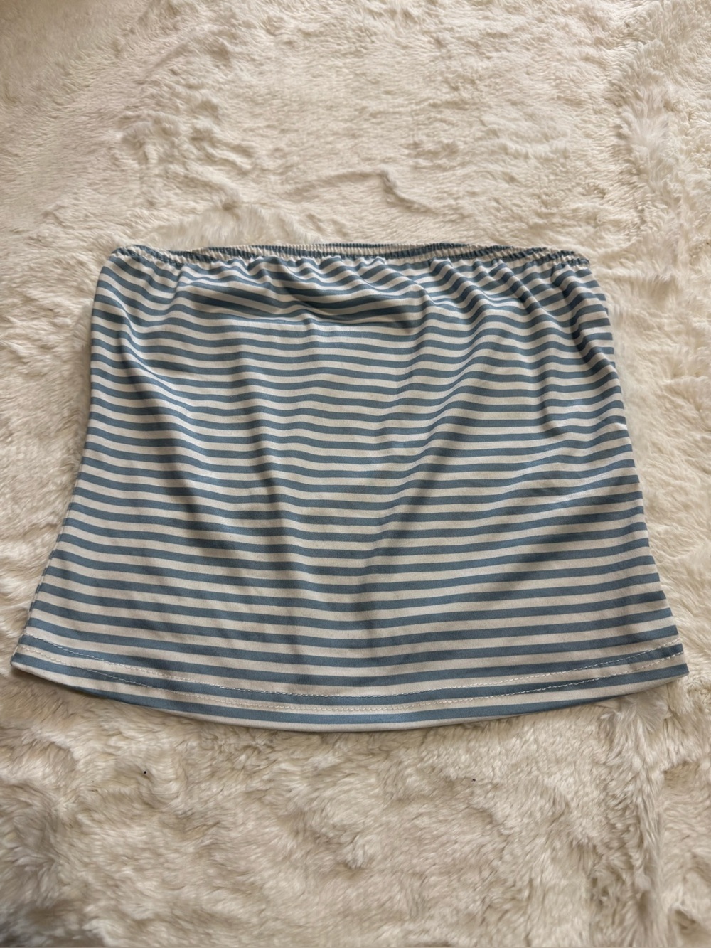 Blue & White Horizontally Striped Tube Top